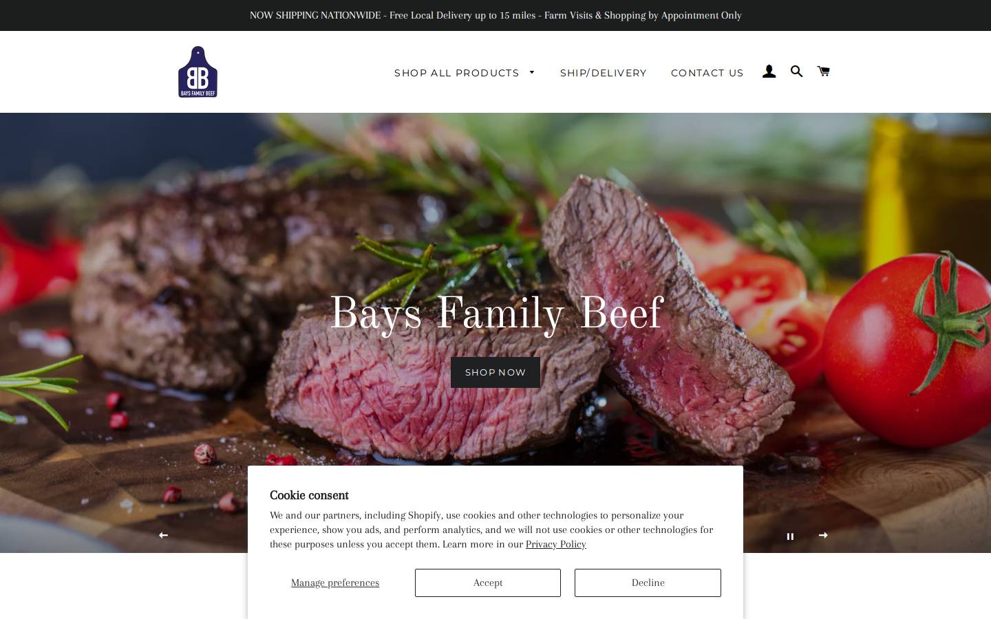 baysfamilybeef.com homepage screenshot
