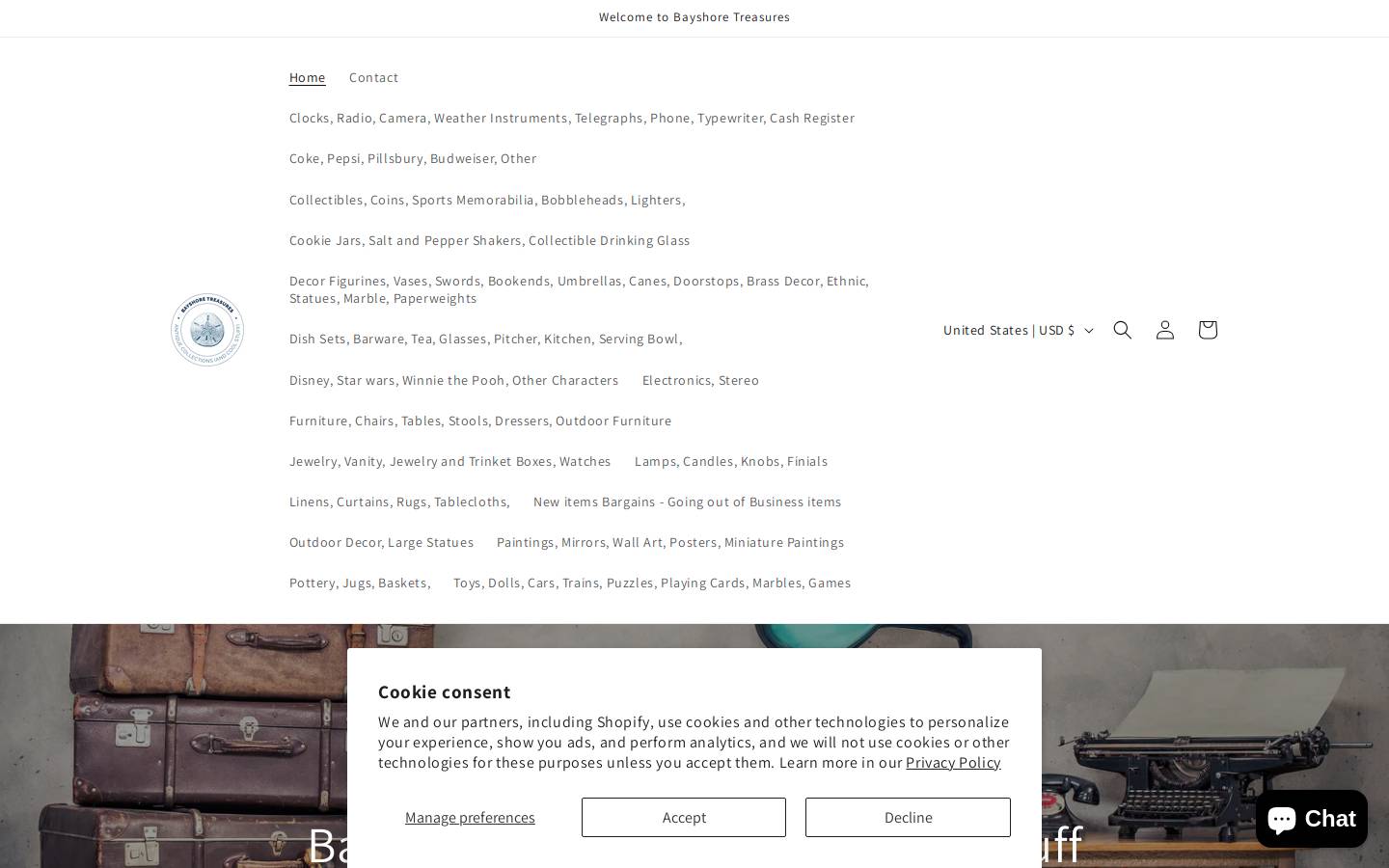 bayshoretreasures.com homepage screenshot