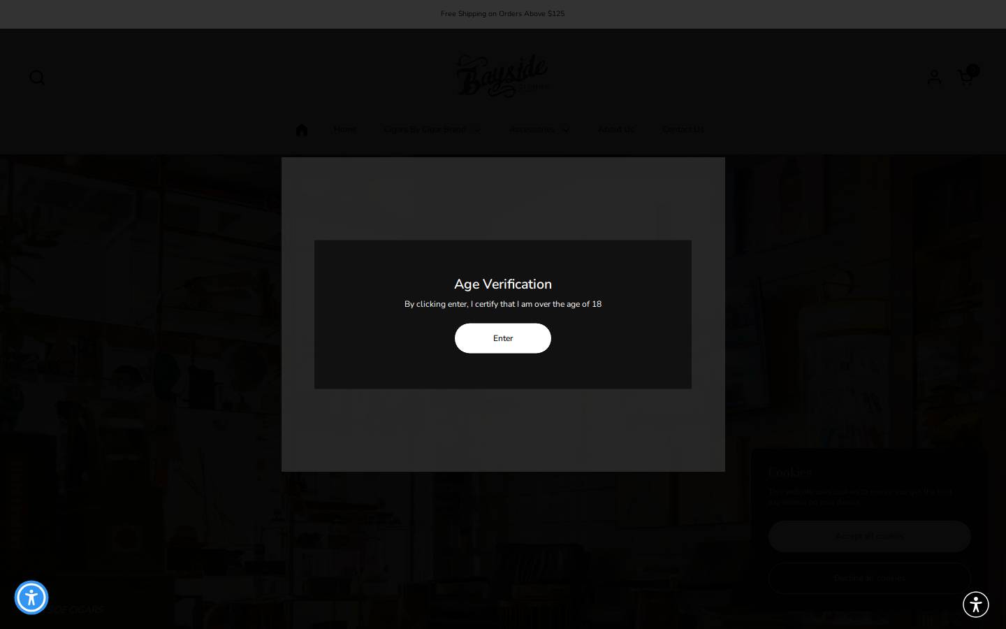 baysidecigars.com homepage screenshot