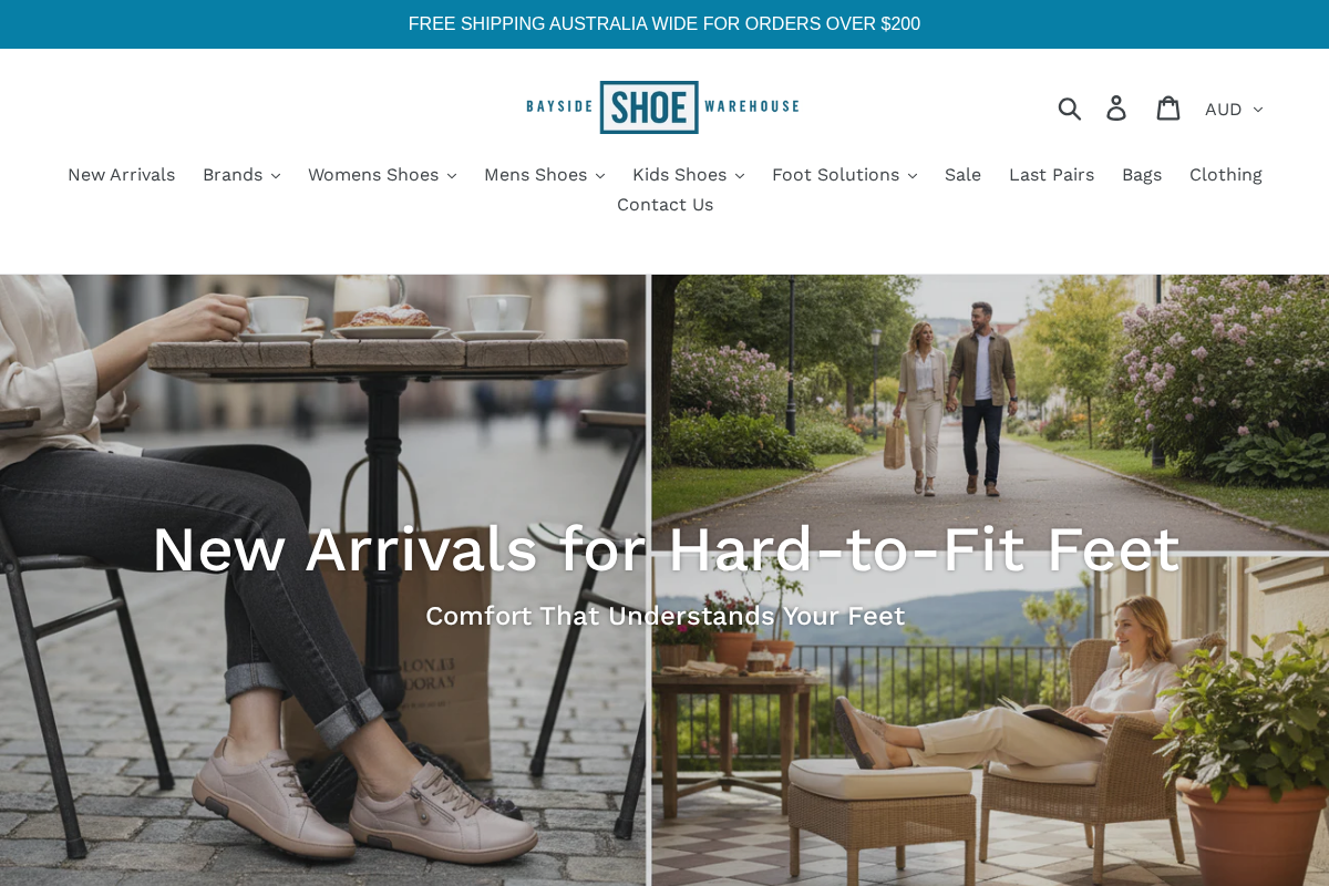 Bayside Shoe Warehouse homepage screenshot