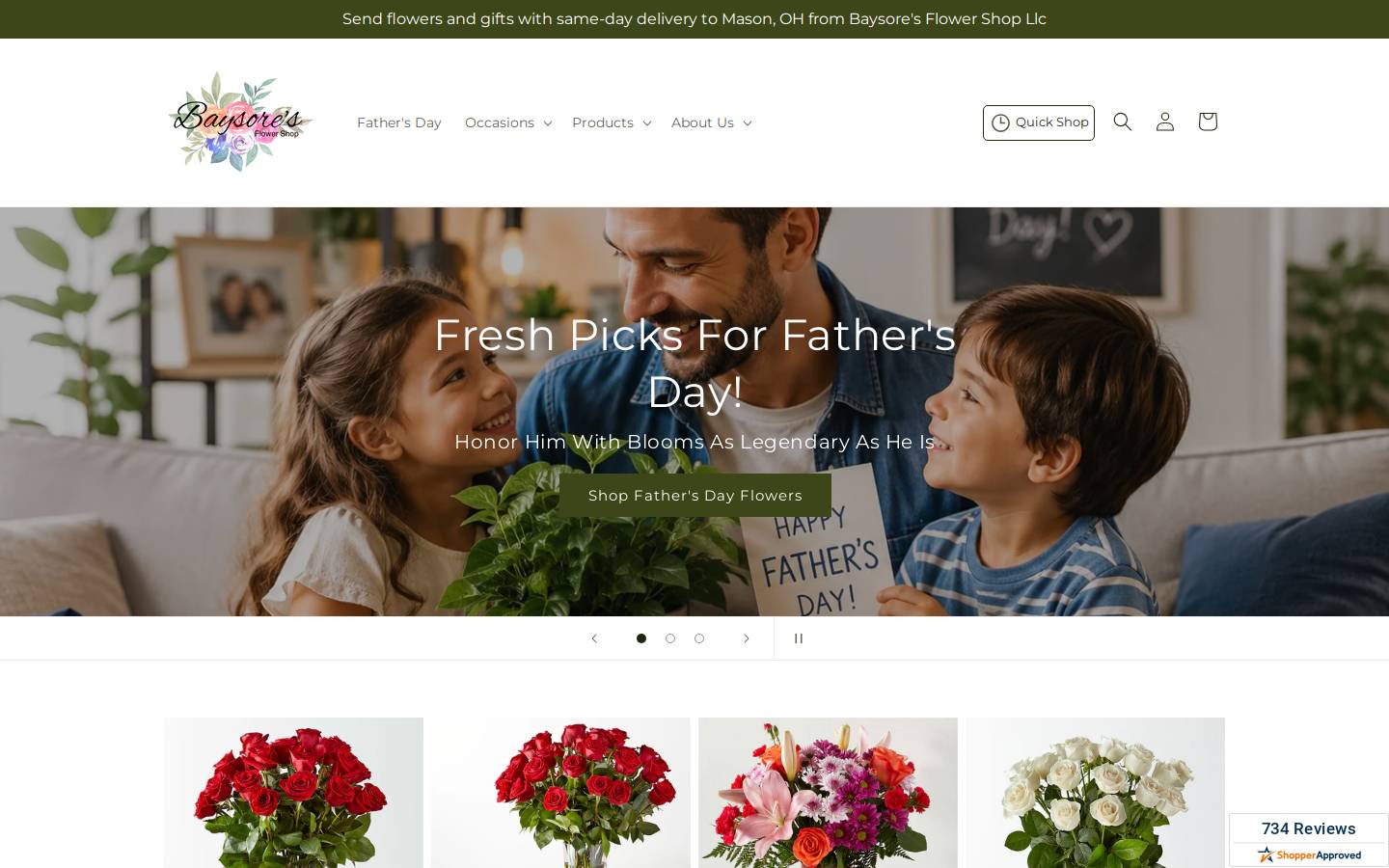 baysoresflowershop.com homepage screenshot