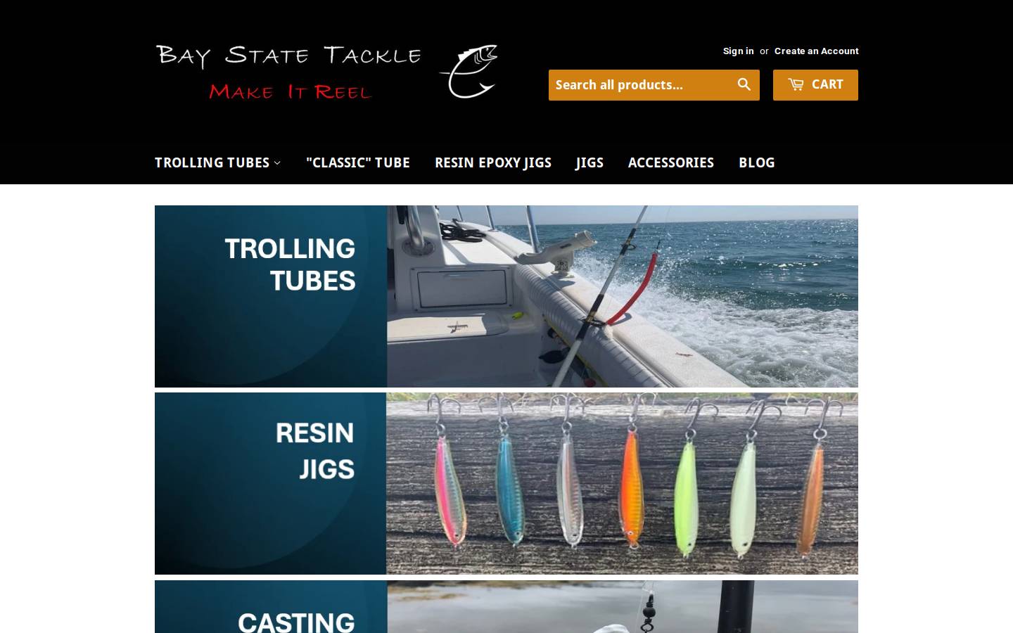 baystatetackle.com homepage screenshot
