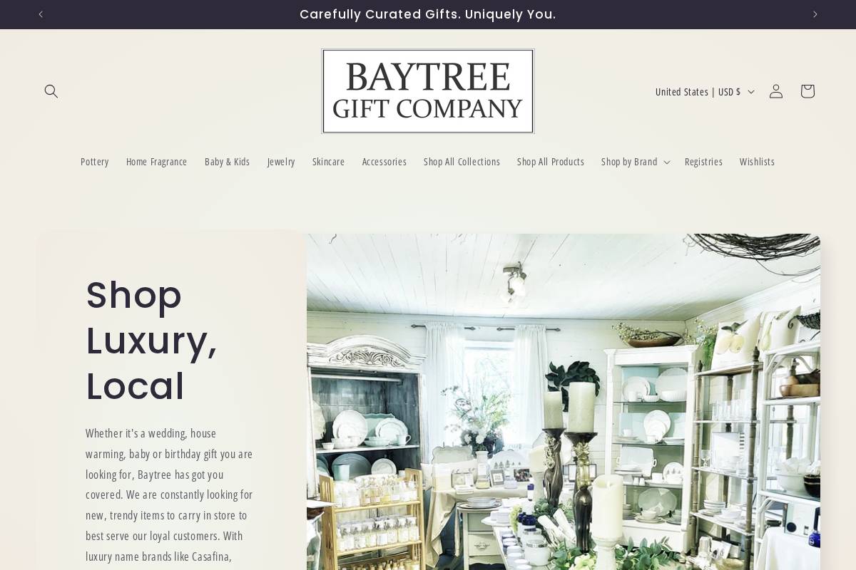 baytreegiftcompany.com homepage screenshot