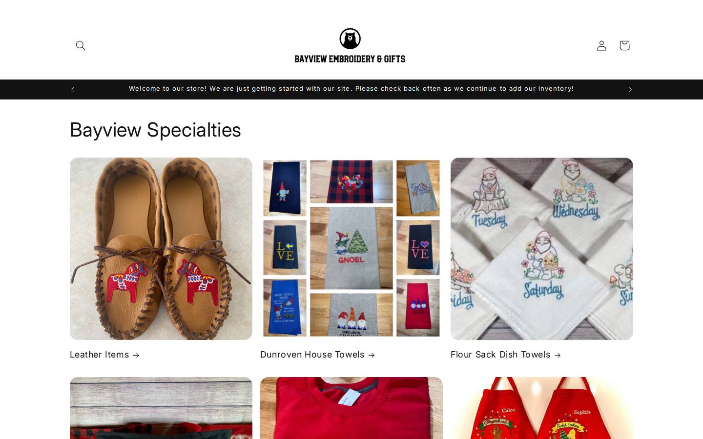 bayviewembroidery.com homepage screenshot