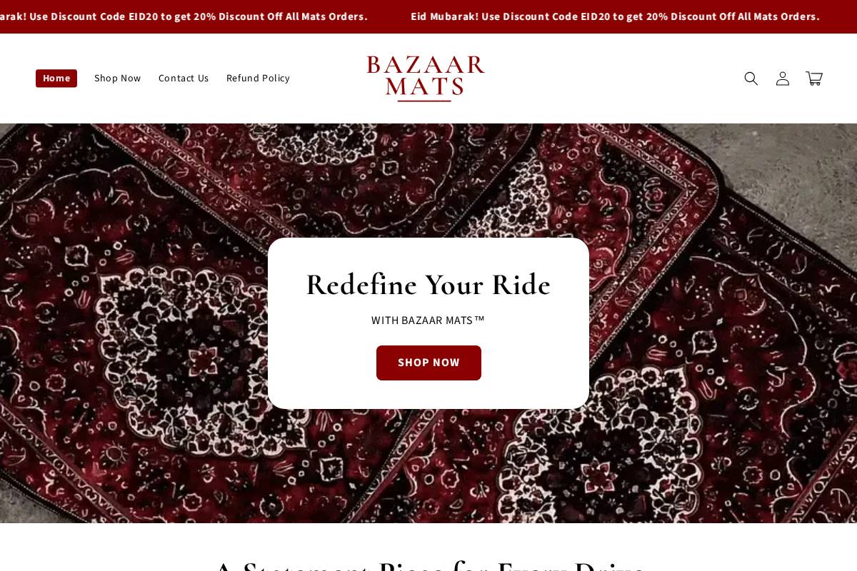 Bazaarmats homepage screenshot