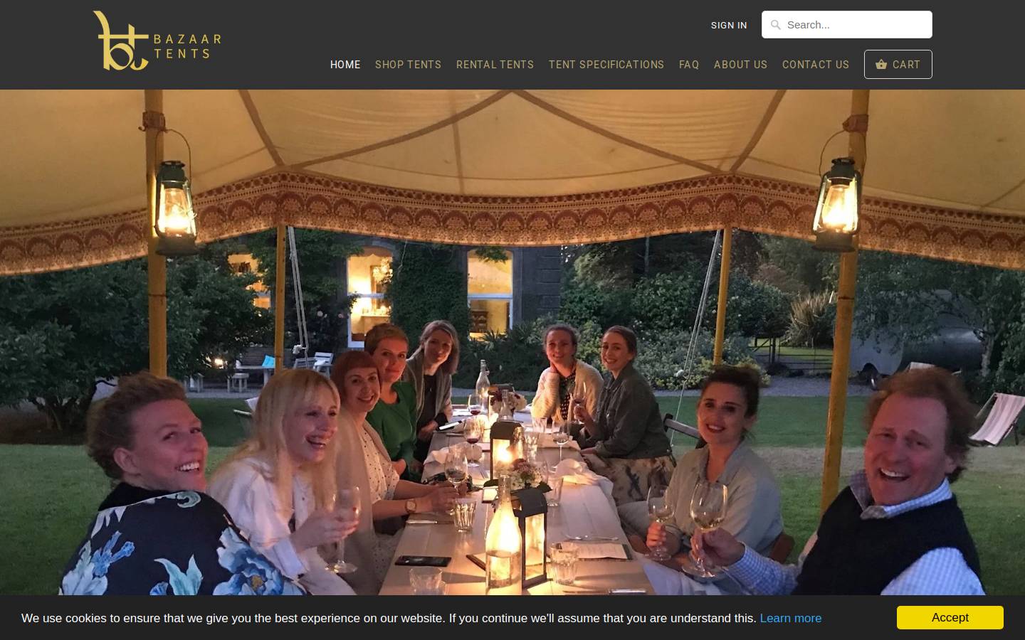 bazaartents.co.uk homepage screenshot