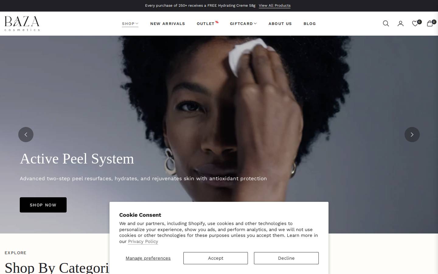 Bazacosmetics homepage screenshot
