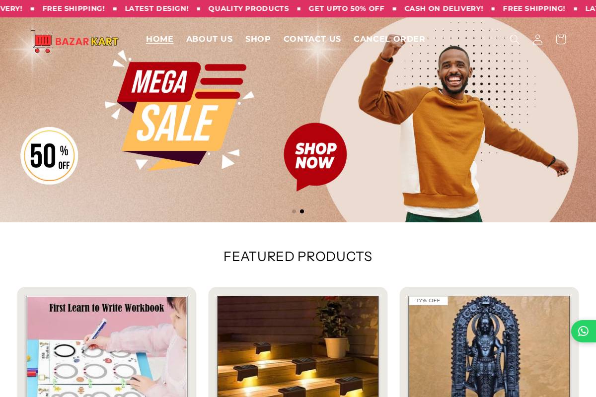 bazarkart.com homepage screenshot