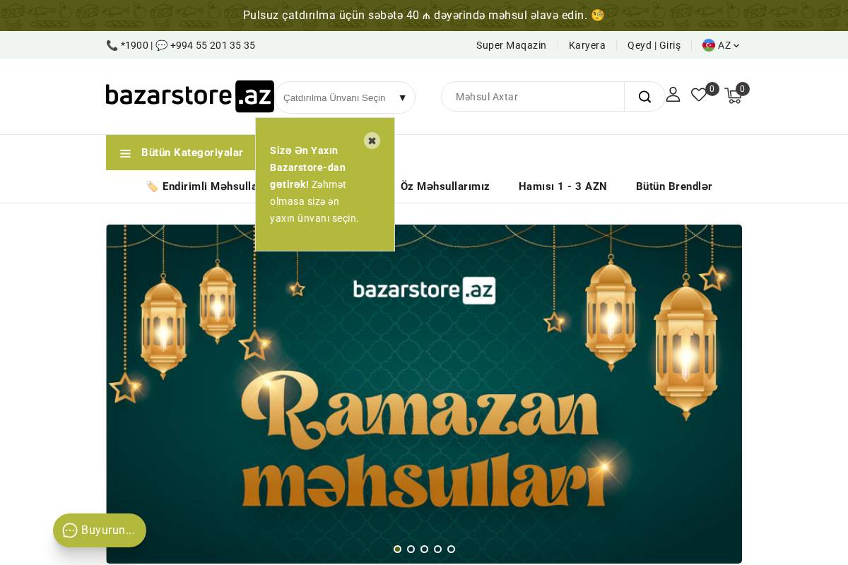 Bazarstore homepage screenshot