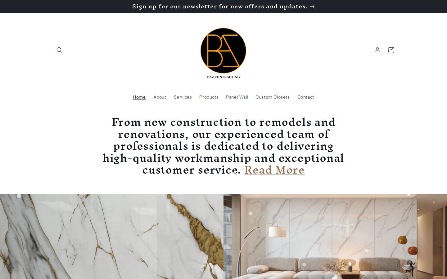 bazcontracting.com homepage screenshot