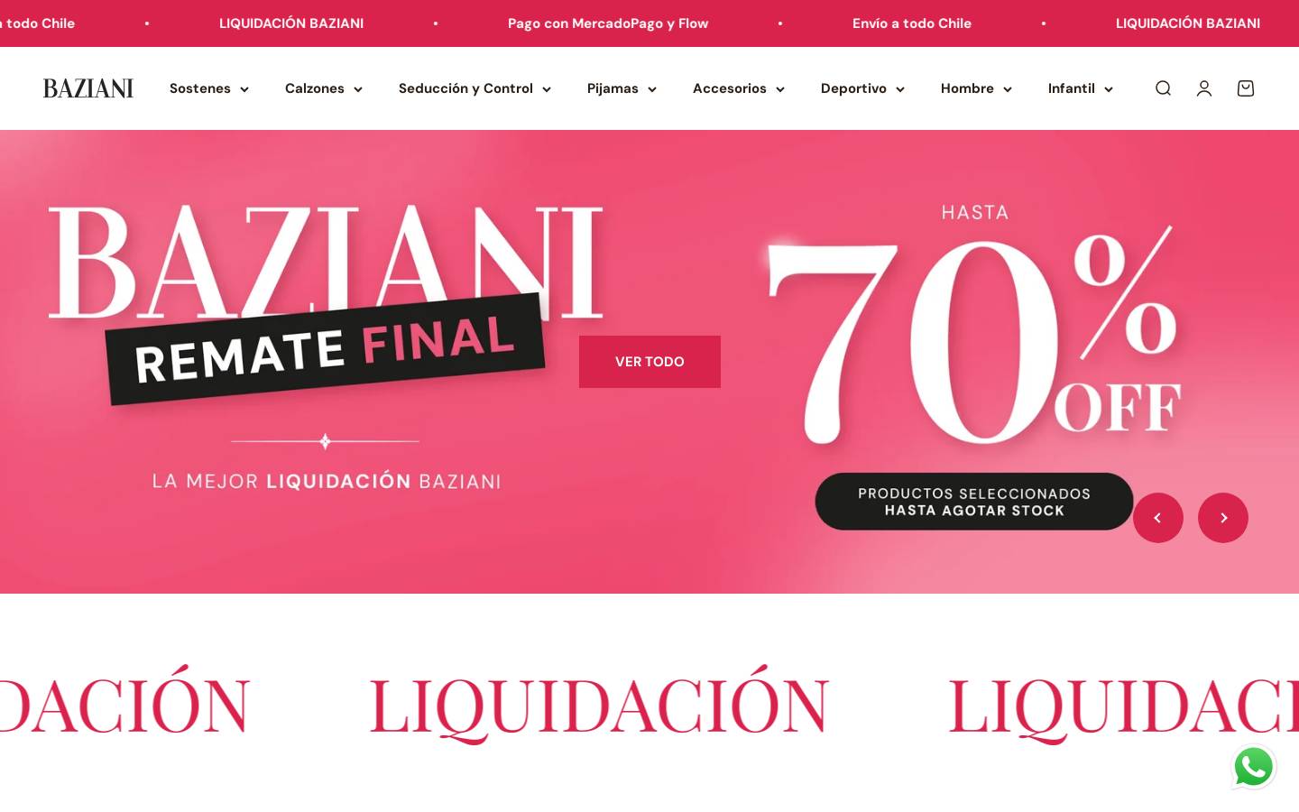 baziani.cl homepage screenshot