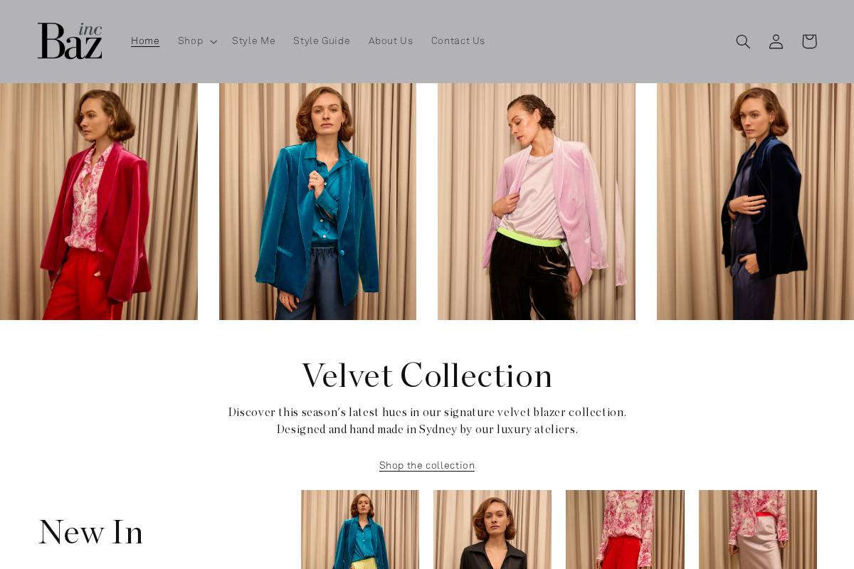 bazinc.com.au homepage screenshot