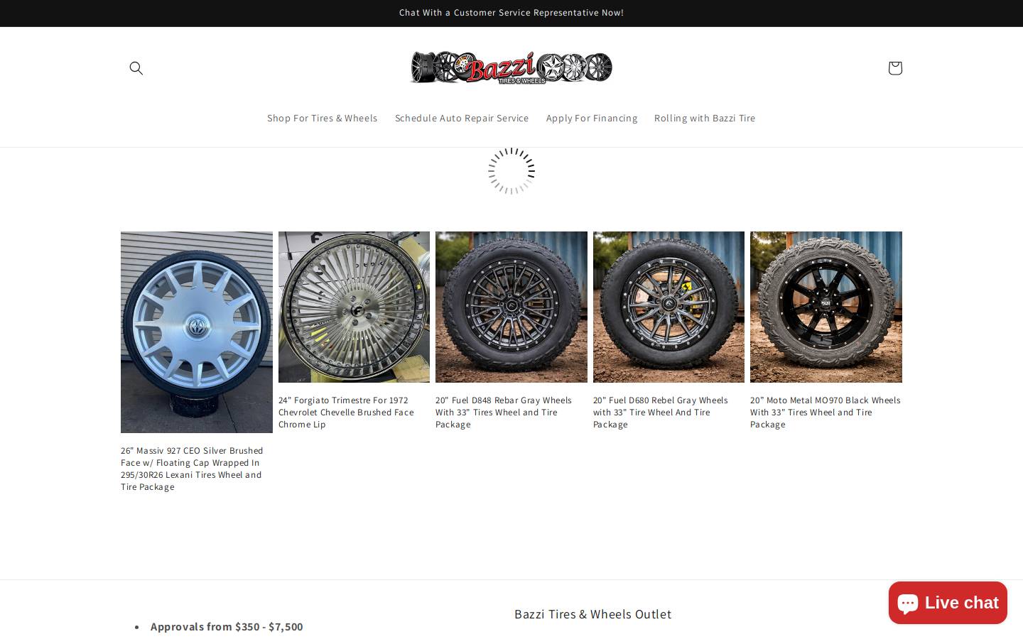 bazzitires.com homepage screenshot