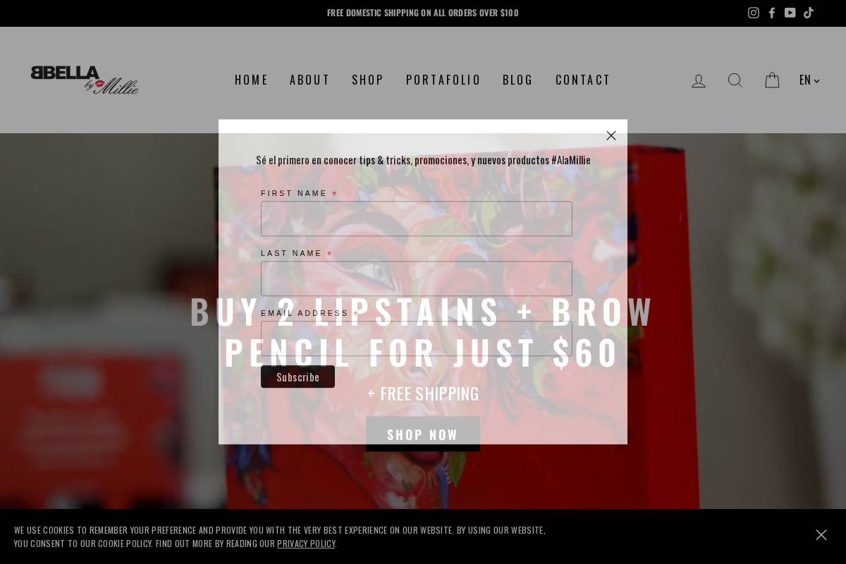 bbellabymillie.com homepage screenshot