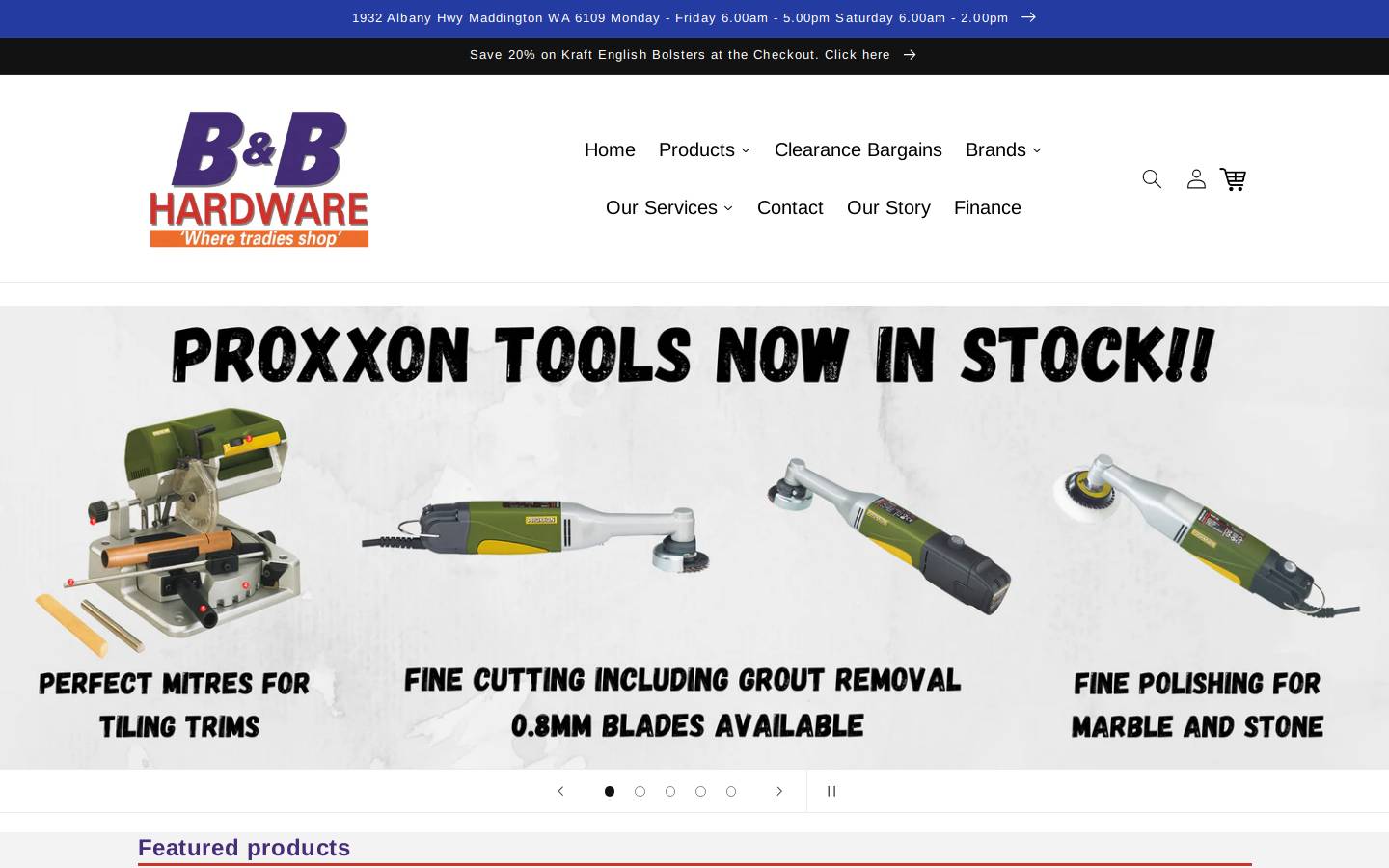 bbhardware.com.au homepage screenshot