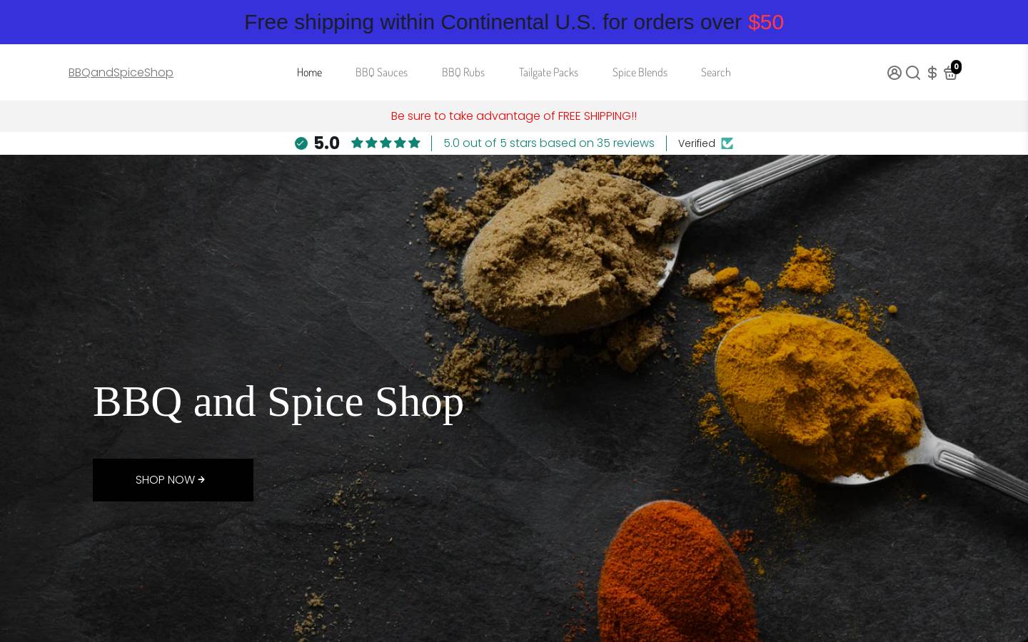 bbqandspiceshop.com homepage screenshot