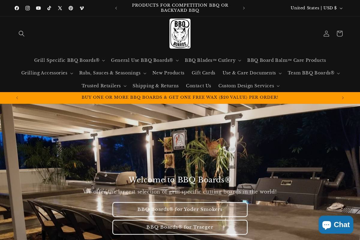 bbqboards.store homepage screenshot