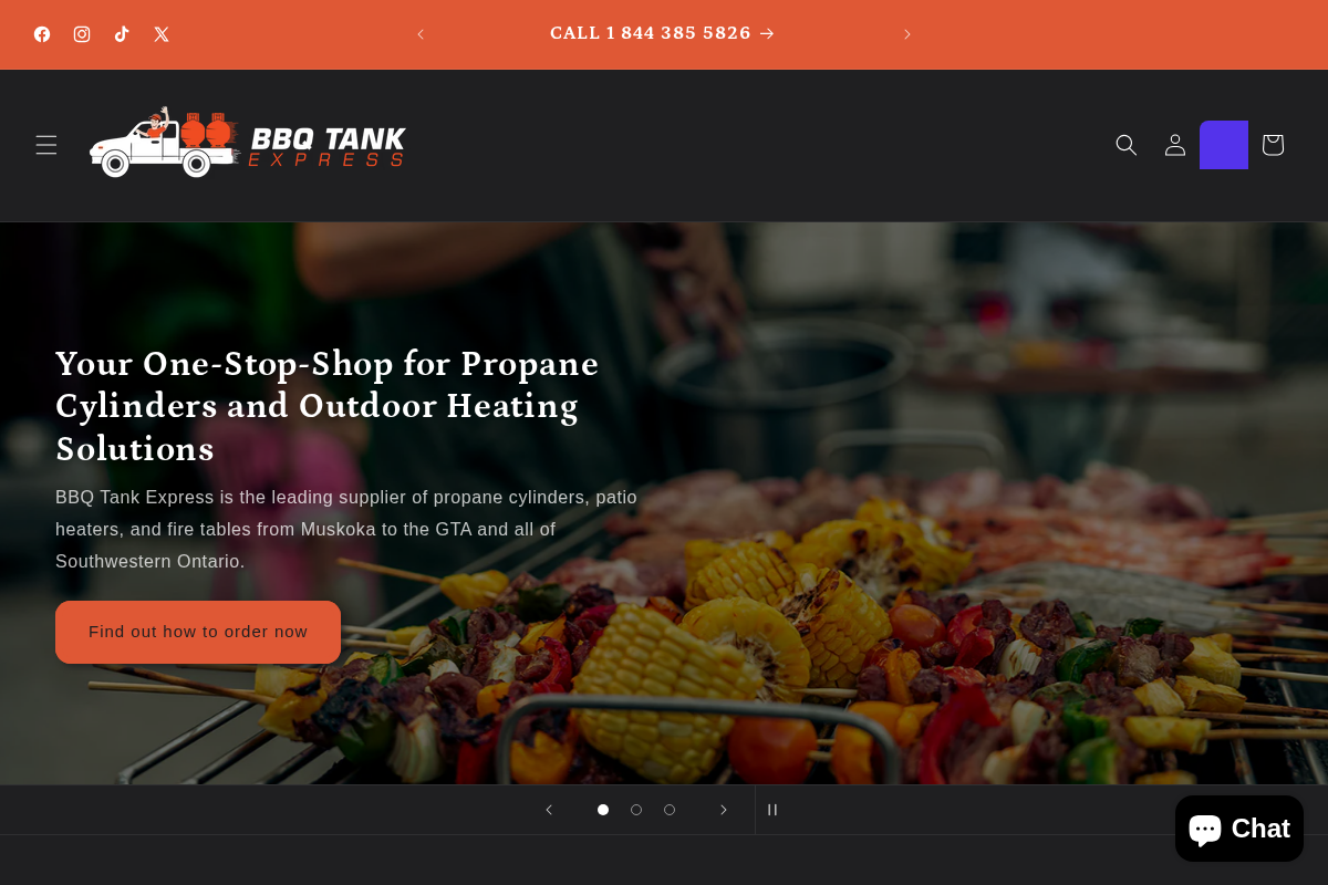 BBQ Tank Express homepage screenshot
