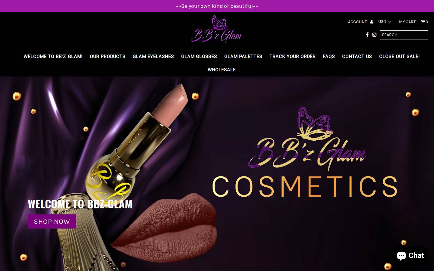 bbzglam.com homepage screenshot