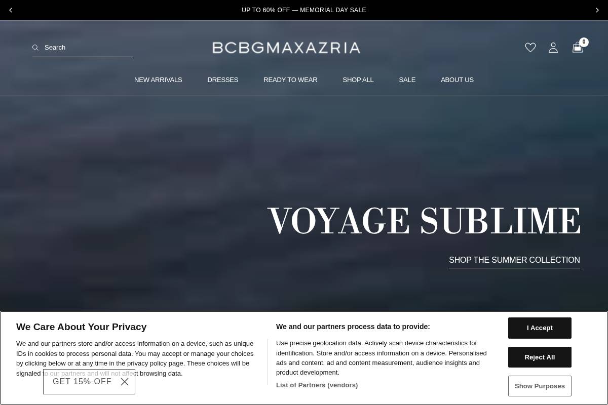 BCBGMAXAZRIA homepage screenshot