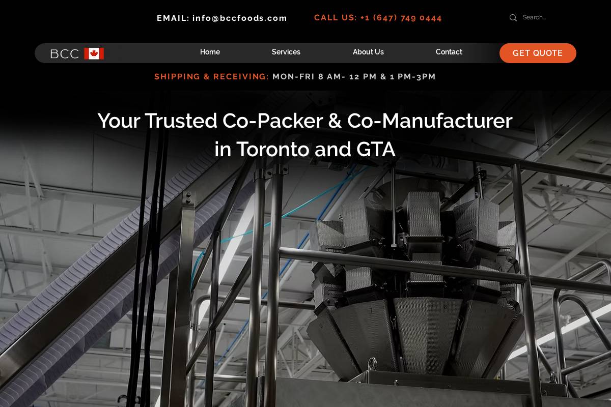 bccfoods.com homepage screenshot