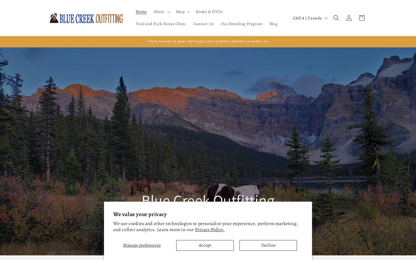 bcoutfitter.com homepage screenshot