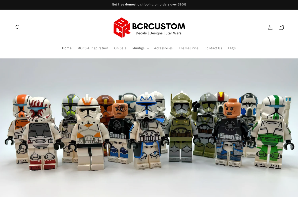 bcrcustom.com homepage screenshot