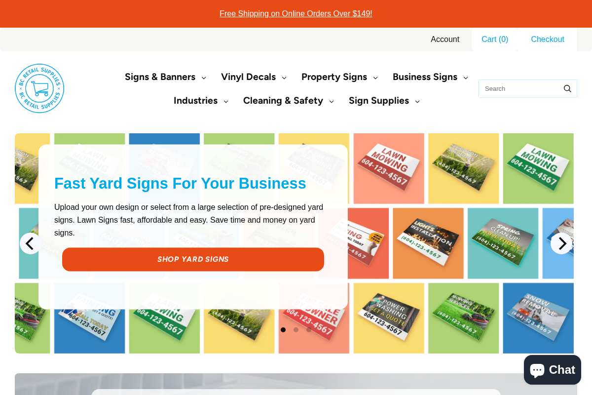 BC Retail Supplies homepage screenshot