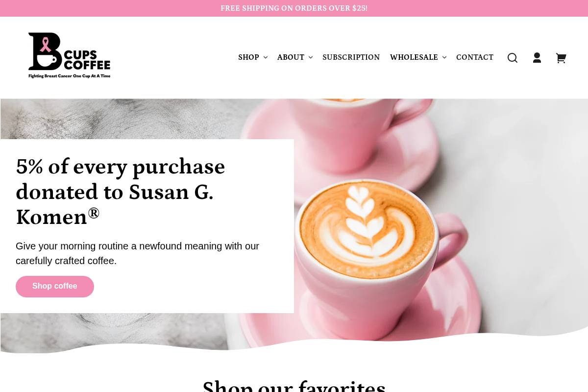bcupscoffee.com homepage screenshot