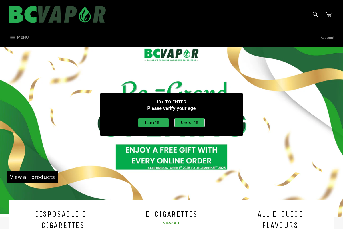 Bcvapor homepage screenshot