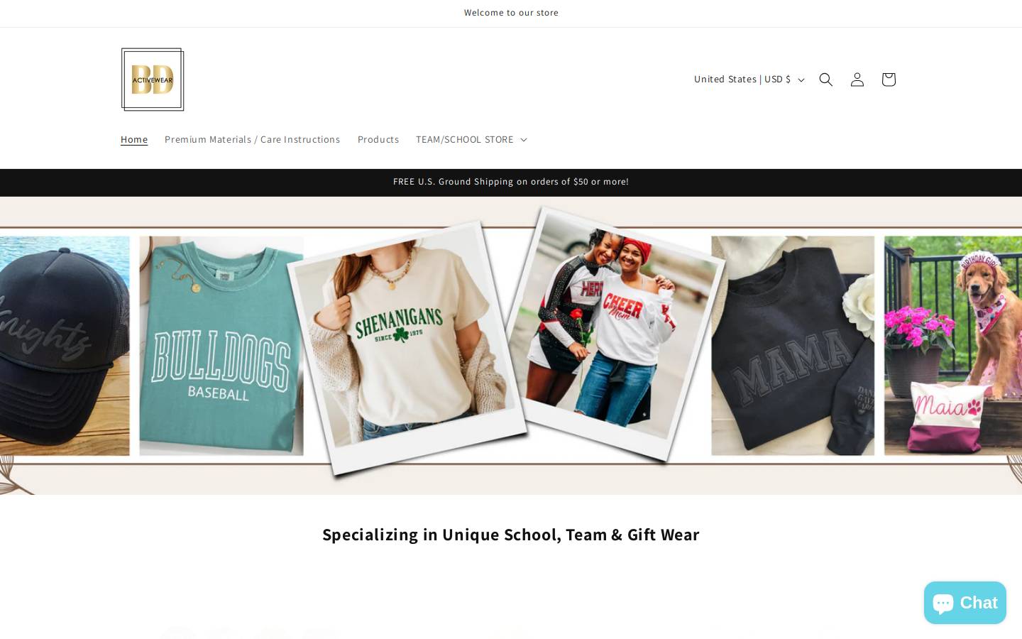 bdactivewear.com homepage screenshot