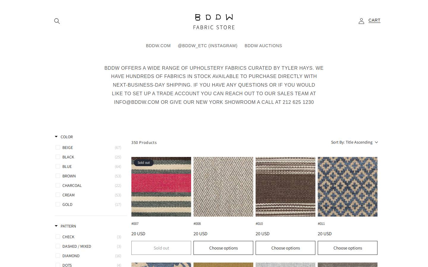 bddwfabrics.com homepage screenshot