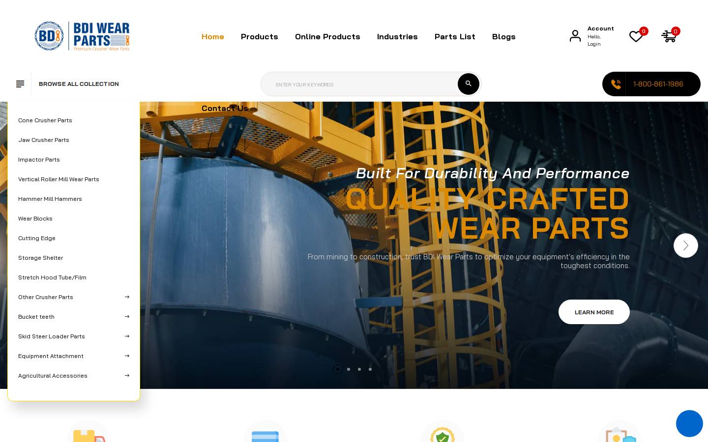 bdiwearparts.com homepage screenshot