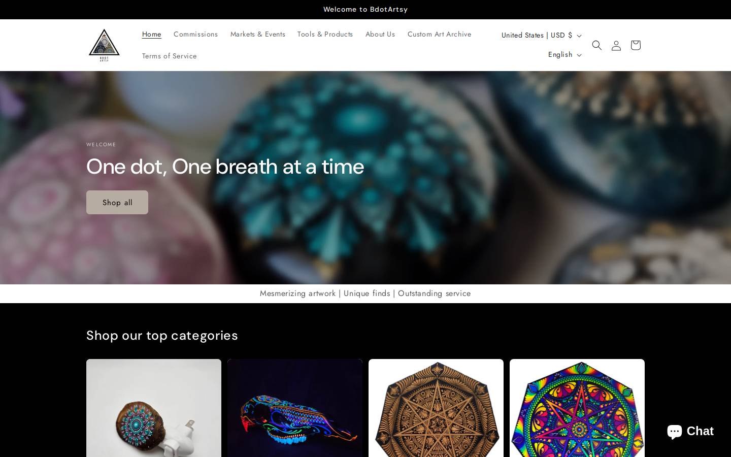 bdotartsy.com homepage screenshot