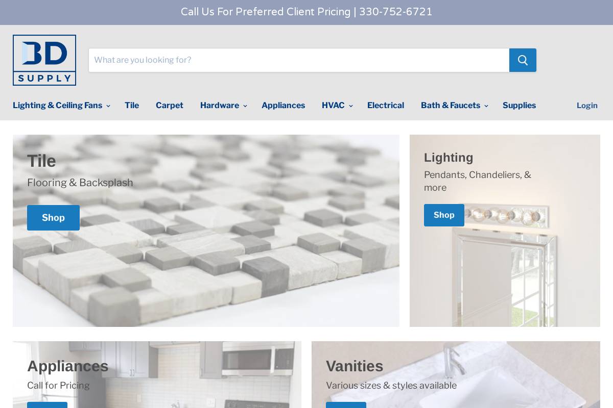 bdsupply.com homepage screenshot