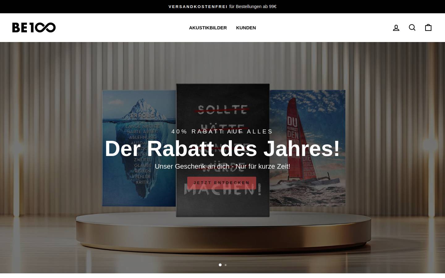 BE 100 homepage screenshot