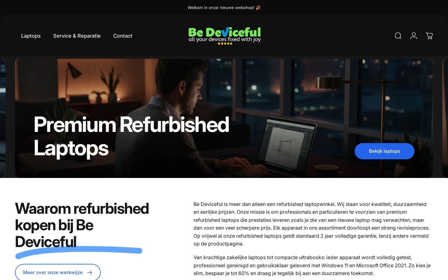 Be Deviceful homepage screenshot