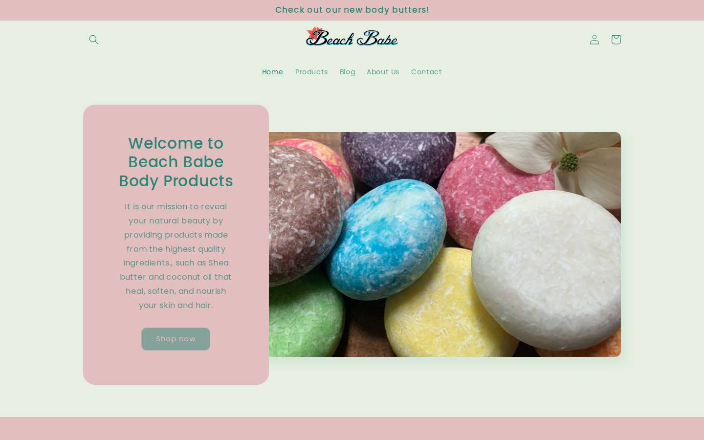 beachbabebodyproducts.com homepage screenshot