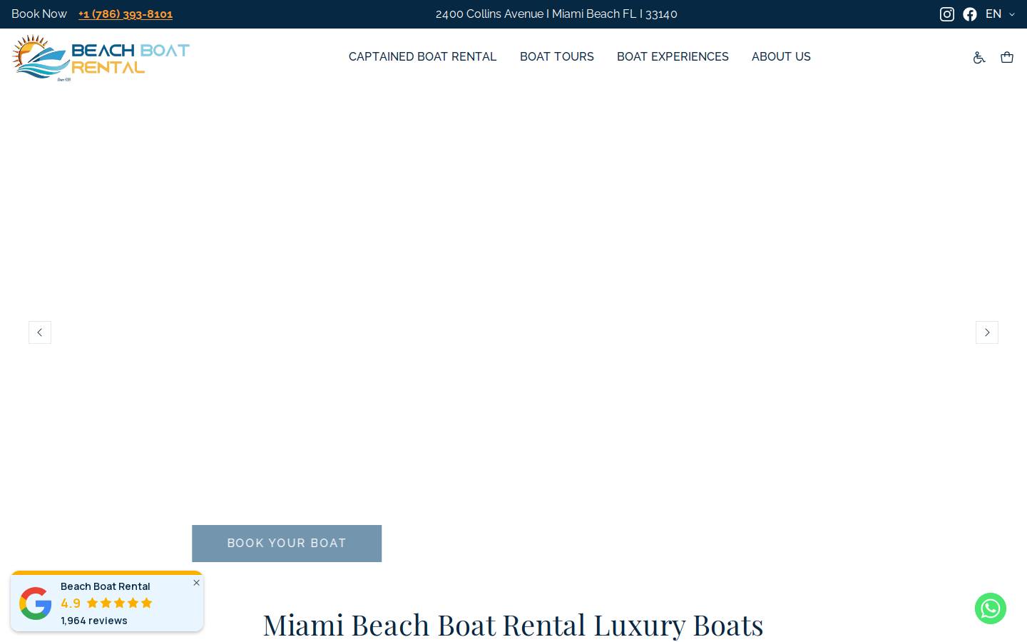 beachboatrental.com homepage screenshot