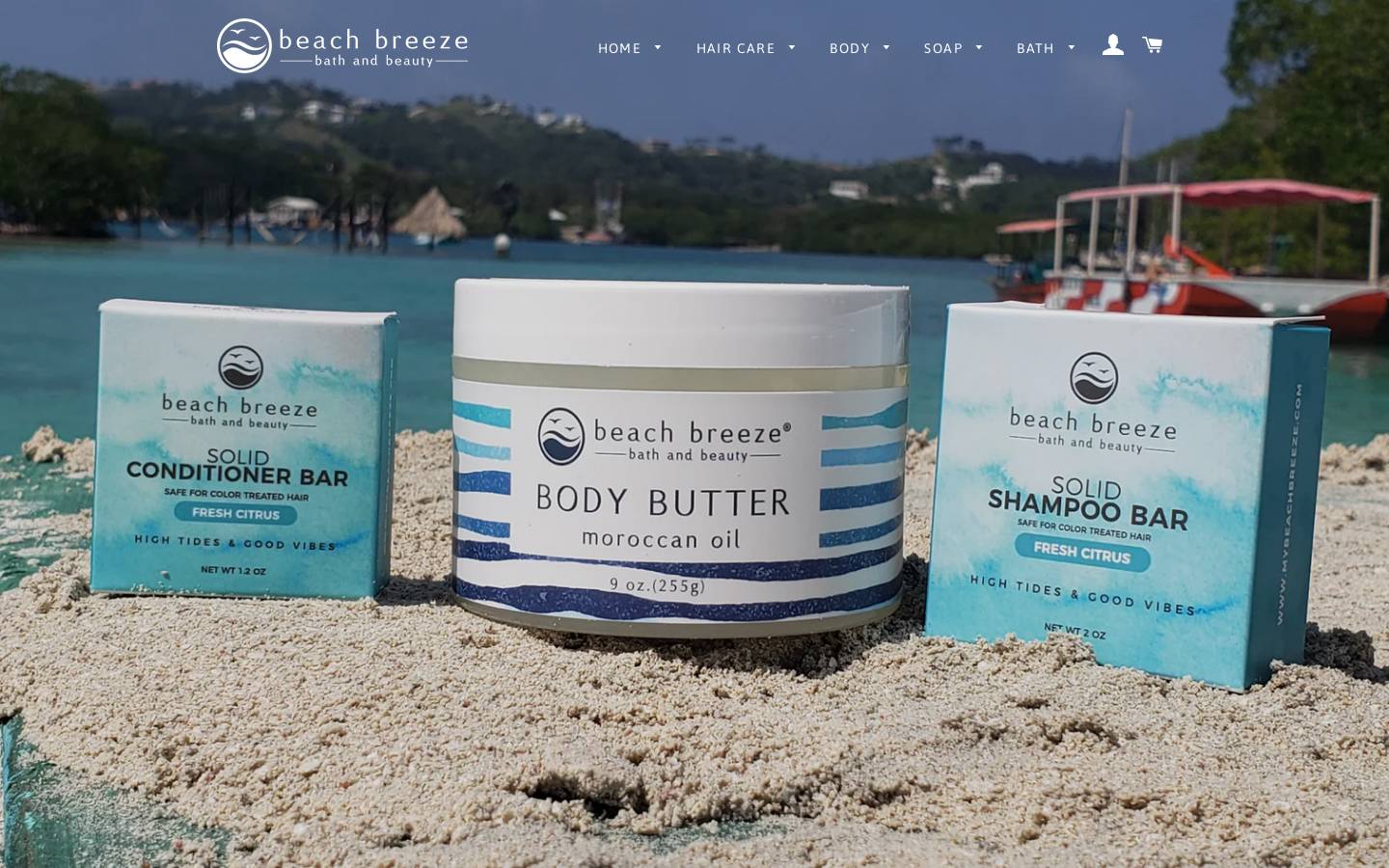 beachbreezebathandbeauty.com homepage screenshot
