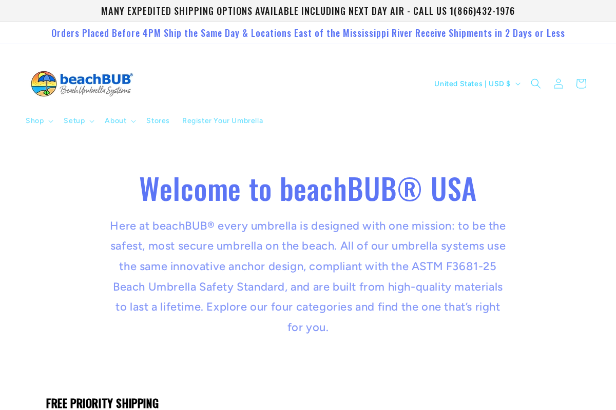 beachBUB® USA homepage screenshot