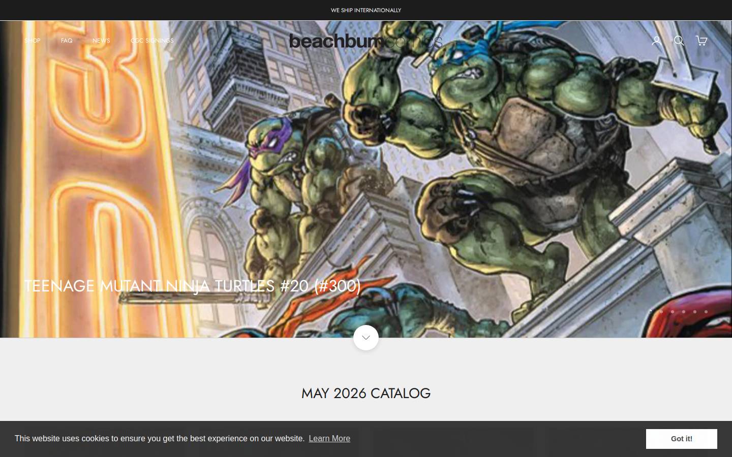 beachbumcomics.com homepage screenshot
