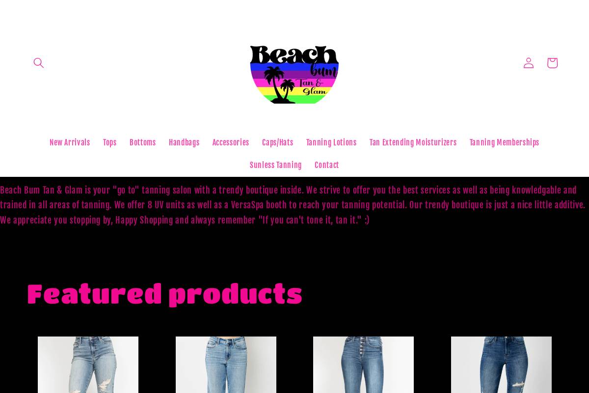 beachbumtanandglam.com homepage screenshot