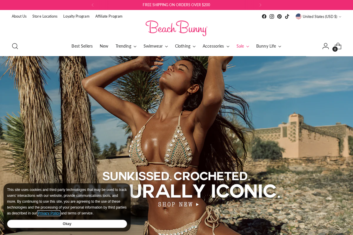 Beach Bunny Swimwear homepage screenshot