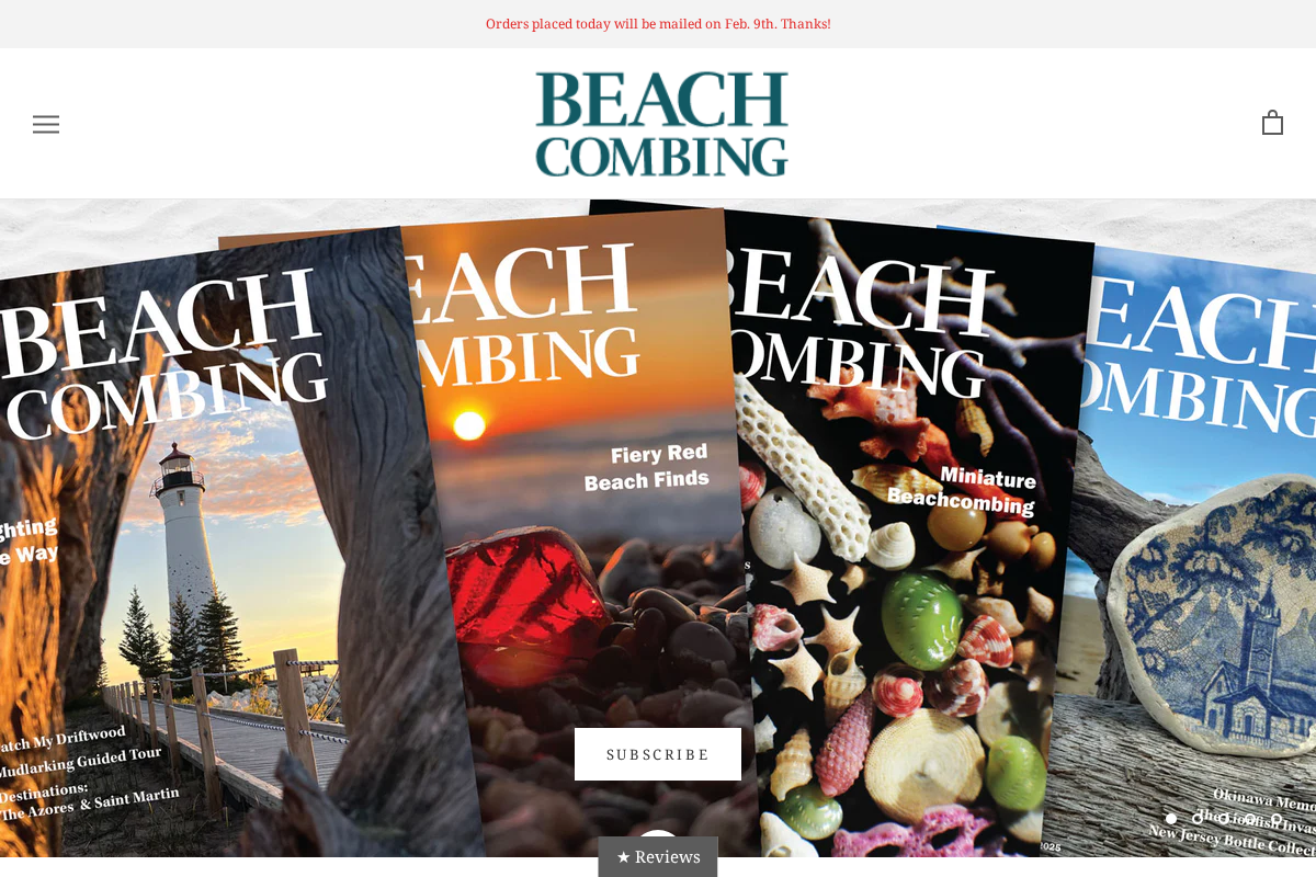 Beachcombing Magazine homepage screenshot