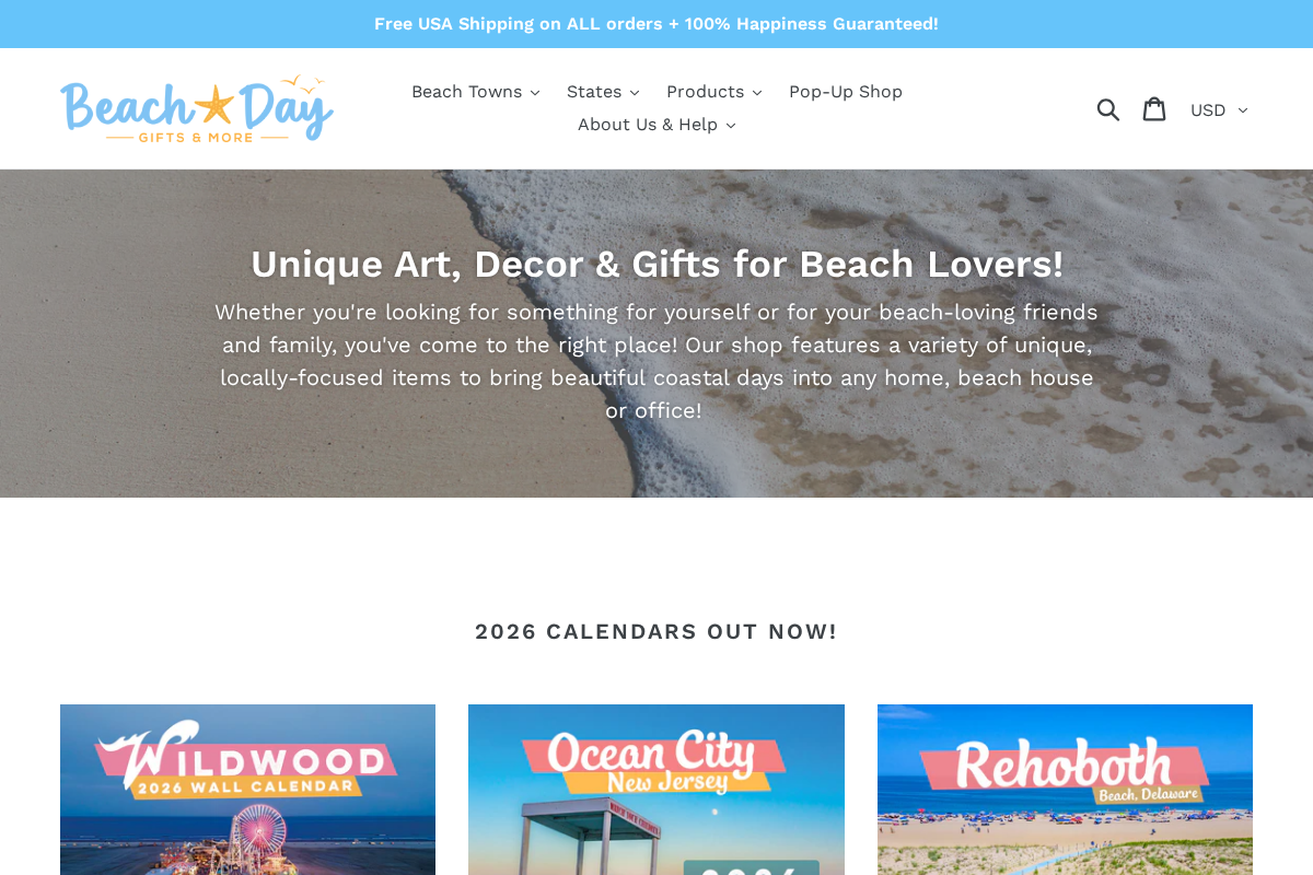 beachdaygifts.com homepage screenshot
