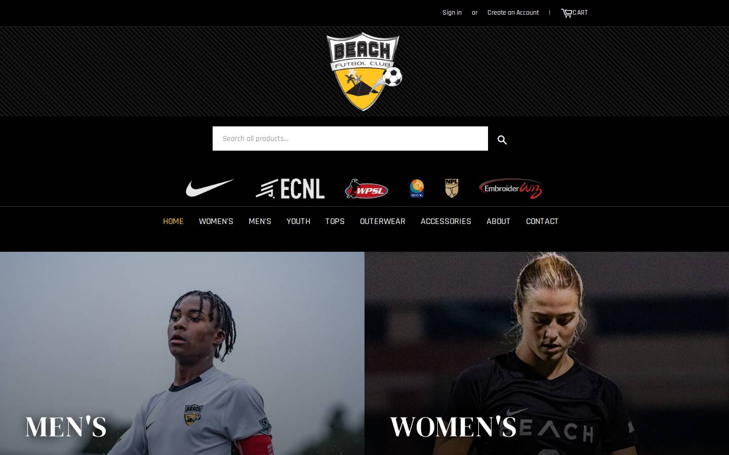 beachfcstore.com homepage screenshot