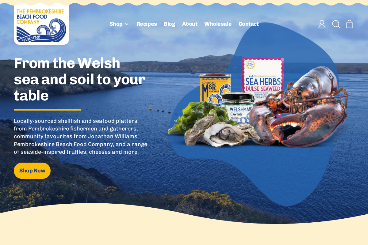The Pembrokeshire Beach Food Company homepage screenshot
