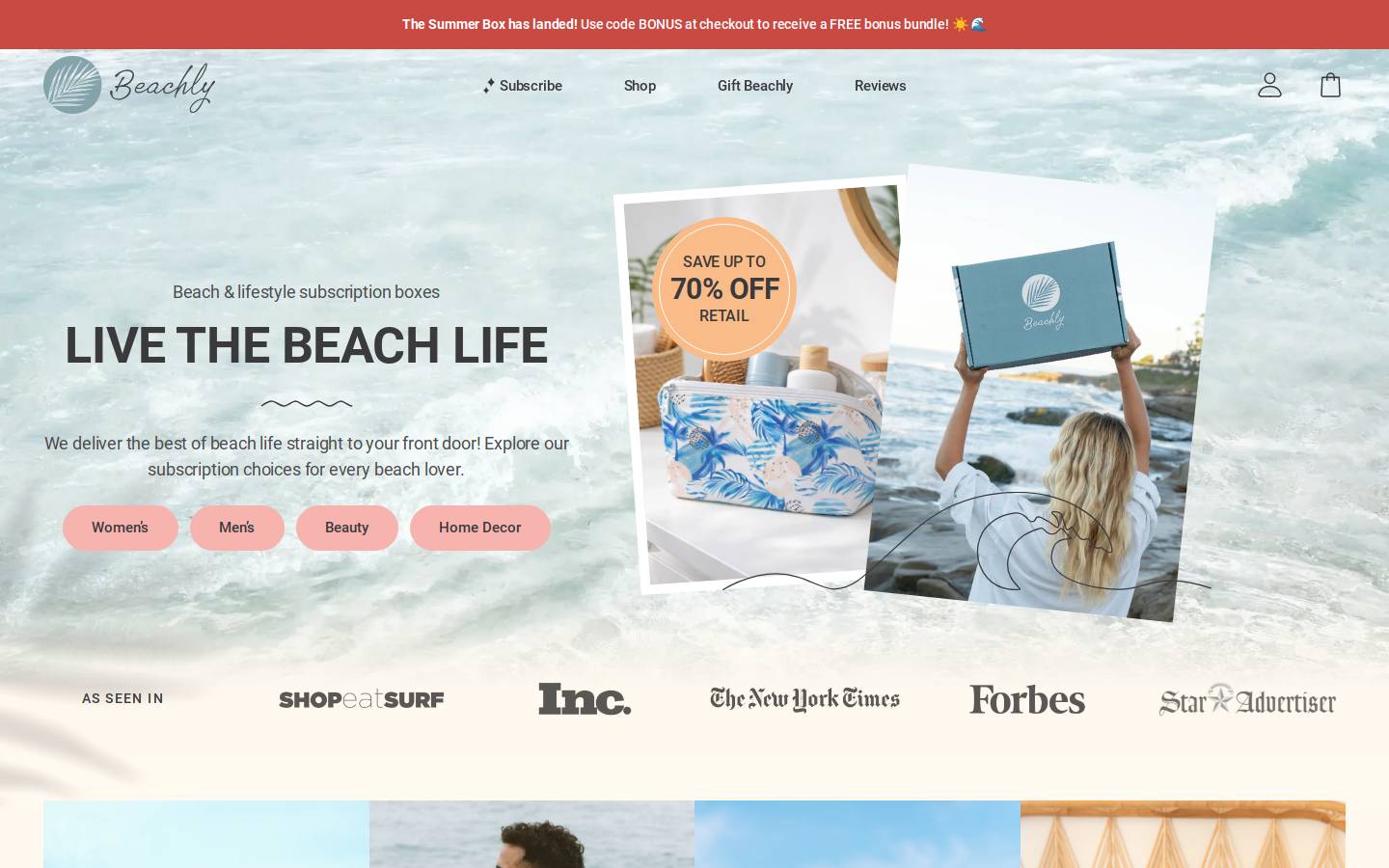 beachlybox.com homepage screenshot