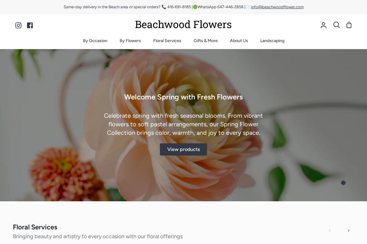 beachwoodflower.com homepage screenshot